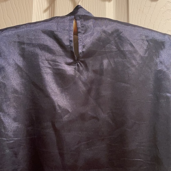Navy Blue Monaco tie neck button blouse medium - Picture 7 of 7